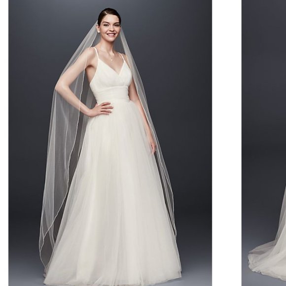 White chapel length veil, white - Picture 3 of 3